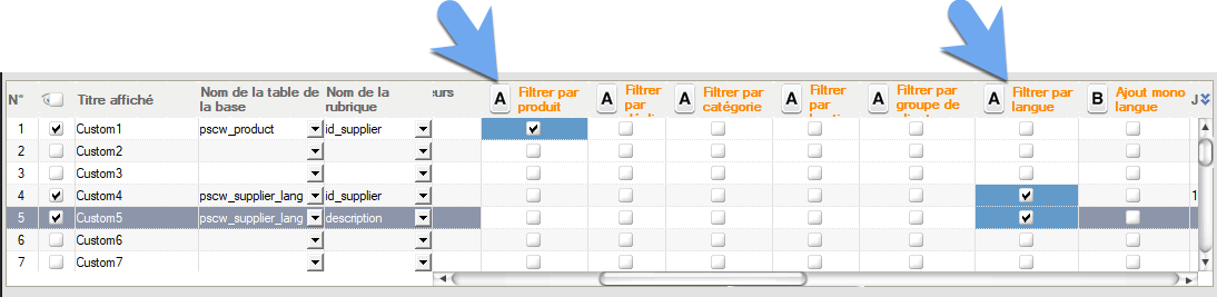 Custom fields, tuto 2 - image 3 - Automatic filters for custom columns